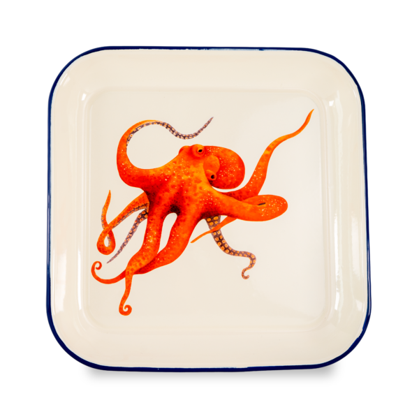 Emaliuotas padėklas "Octopus", 30x30 cm.