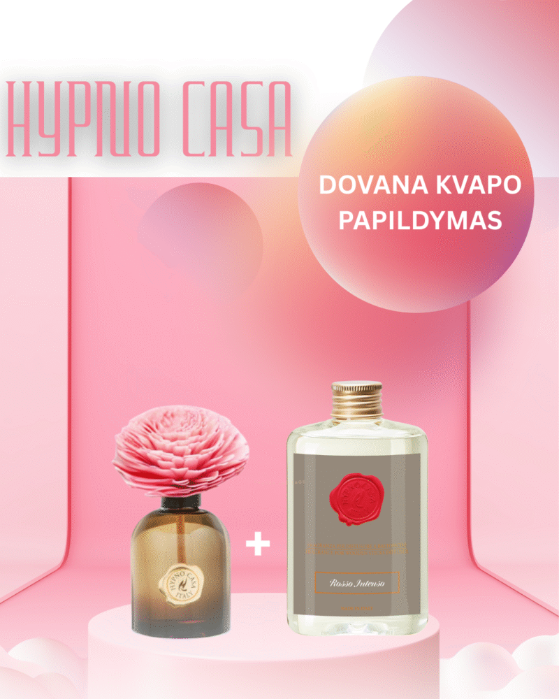 Hypno casa Italy namų kvapas su gėlės žiedu ROSSO INTENSO, 100 ml. + DOVANA kvapo papildymas (200 ml.)