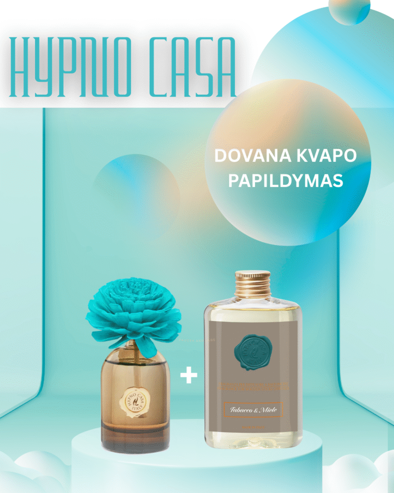 Hypno casa Italy namų kvapas su gėlės žiedu TABACCO & MIELE, 100 ml. + DOVANA KVAPO PAPILDYMAS (200 ML.)