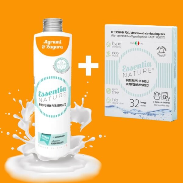 Rinkinys: Eko skalbimo juostelės + skalbinių parfumas "Citrus & Orange Blossom"