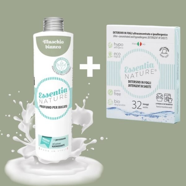 Rinkinys: Eko skalbimo juostelės + skalbinių parfumas "White musk"