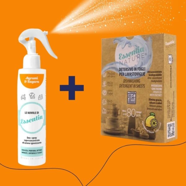 Ekologiškas rinkinys – indaplovių juostelės + dezinfekuojantis namų kvapas - valiklis „Citrus & Orange Blossom"