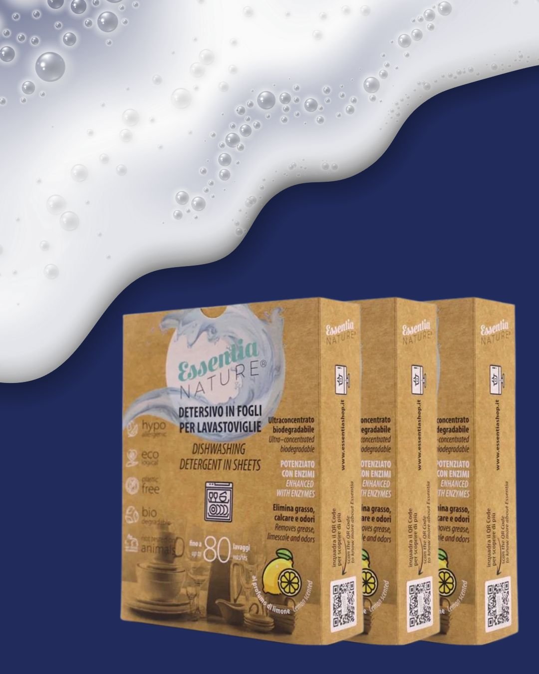 Essentia Ecological skalbimo juostelės indaplovei (80 skalbimų) 3 vnt.